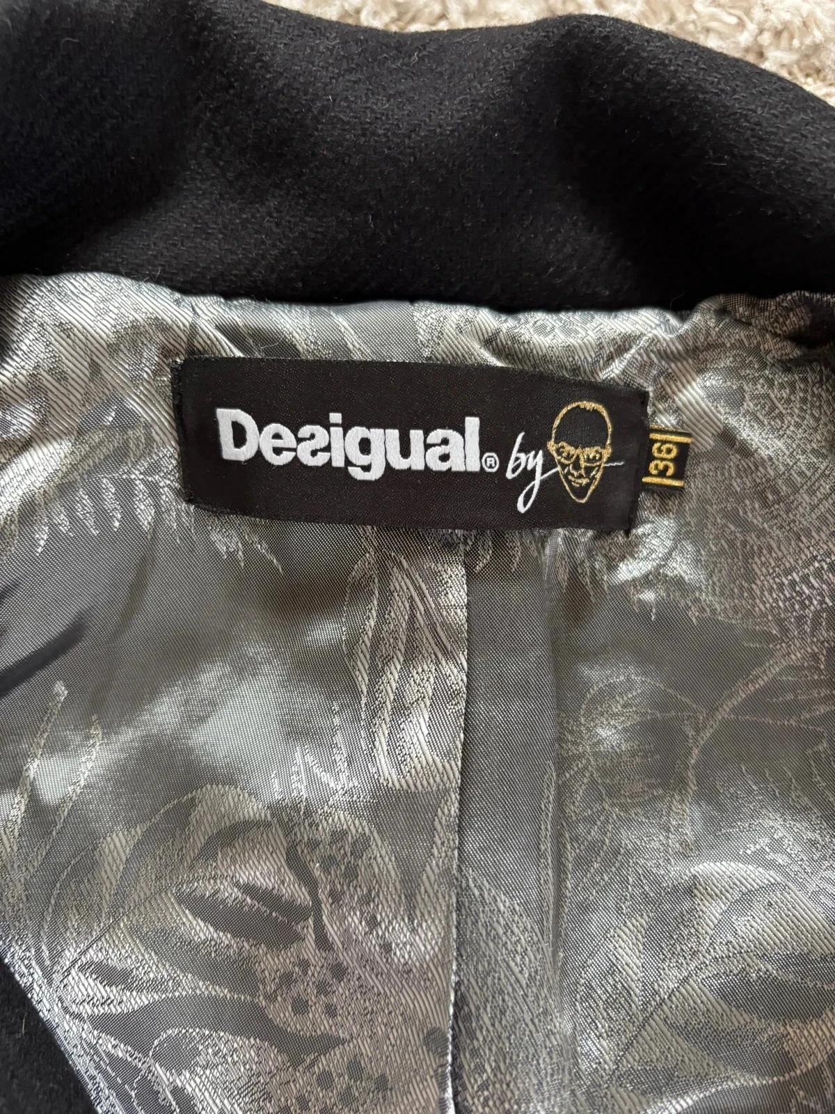 Desigual black jacket – silver lining – timeless size 38 – photo 3